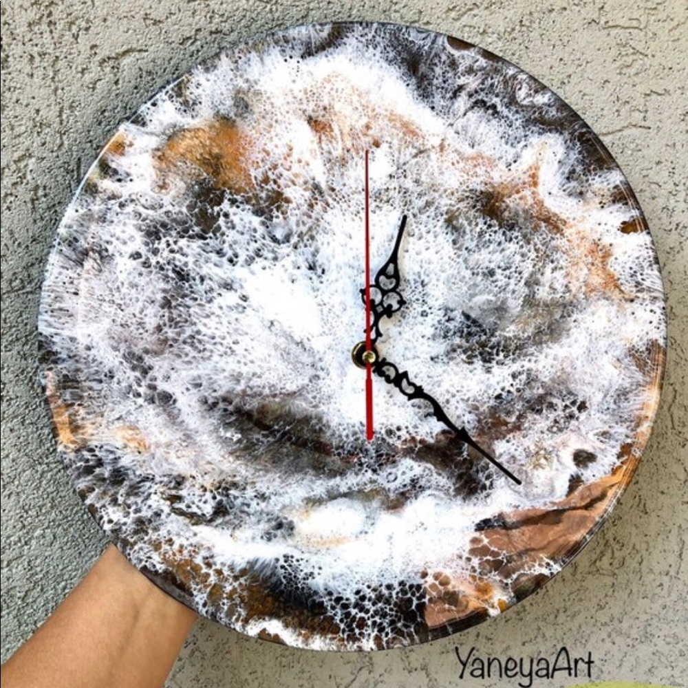 Abstract acrylic and resin 12” Vinyl Record Clock